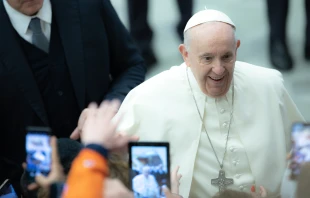 Pope Francis during his general audience in Paul VI Hall on January 26, 2022. Daniel Ibanez/CNA