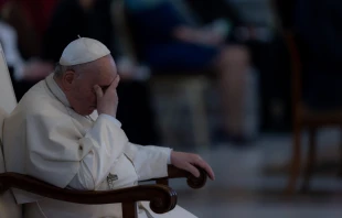 Pope Francis pictured at the Easter Vigil Mass on April 16, 2022. Daniel Ibanez/CNA