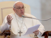 Pope Francis greets 80,000 teens on pilgrimage in St. Peter’s Square on April 18, 2022.