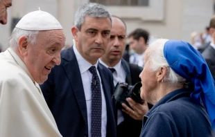 Pope Francis at the general audience in St. Peter's Square on April 20, 2022. Daniel Ibanez/CNA