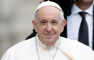 Pope Francis at the general audience in St. Peter’s Square on May 4, 2022. Daniel Ibáñez/CNA.
