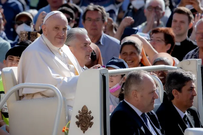 Pope Francis at the general audience in St. Peter’s Square on May 11, 2022