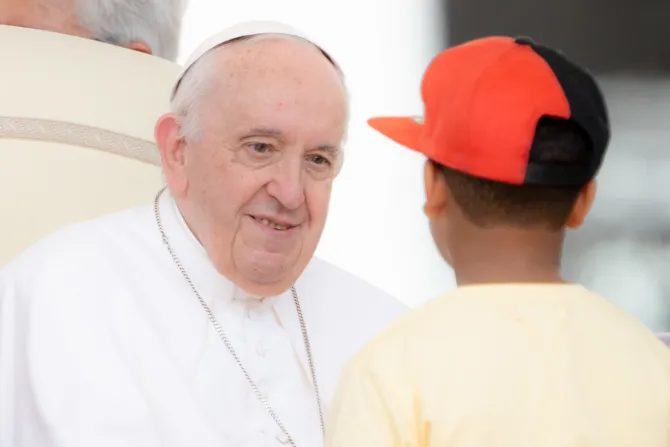 Pope Francis greets pilgrims at the general audience on June 22, 2022