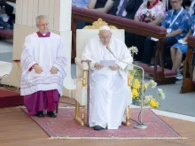 Pope Francis at Mass for the World Meeting of Families 2022 in St. Peter's Square.