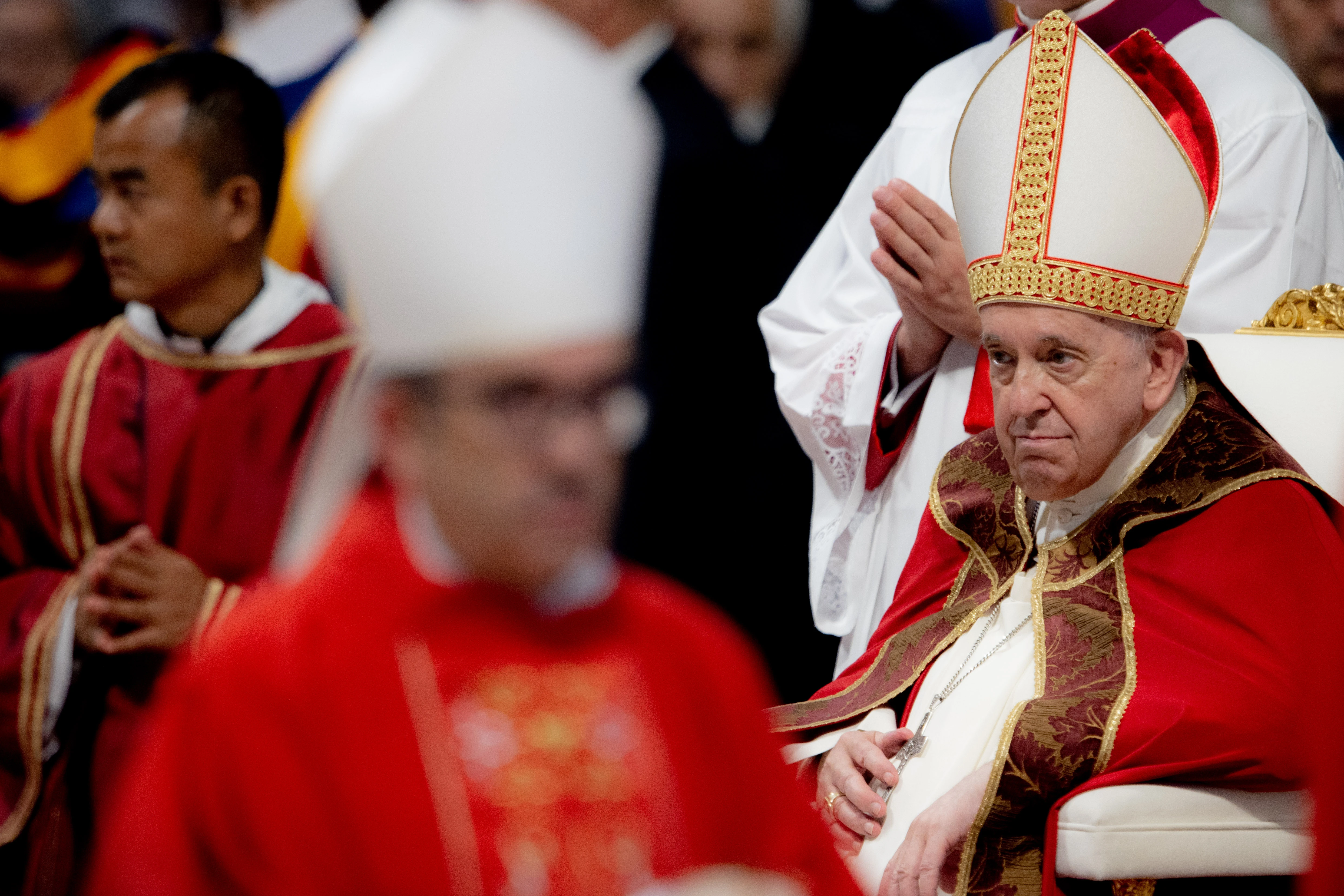 Pope Francis at a Mass for the feast of Ss. Peter and Paul in St. Peter's Basilica, June 29, 2022.?w=200&h=150