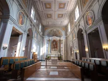 The Church of Saints Michael and Magnus, close to the Vatican, uses four of the bench seats from the Second Vatican Council as choir stalls for prayer.