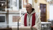 Bishop Erik Varden O.C.S.O, of the Catholic Territorial Prelature of Trondheim, Norway, at the vespers at Santa Maria dell'Anima in Rome.
