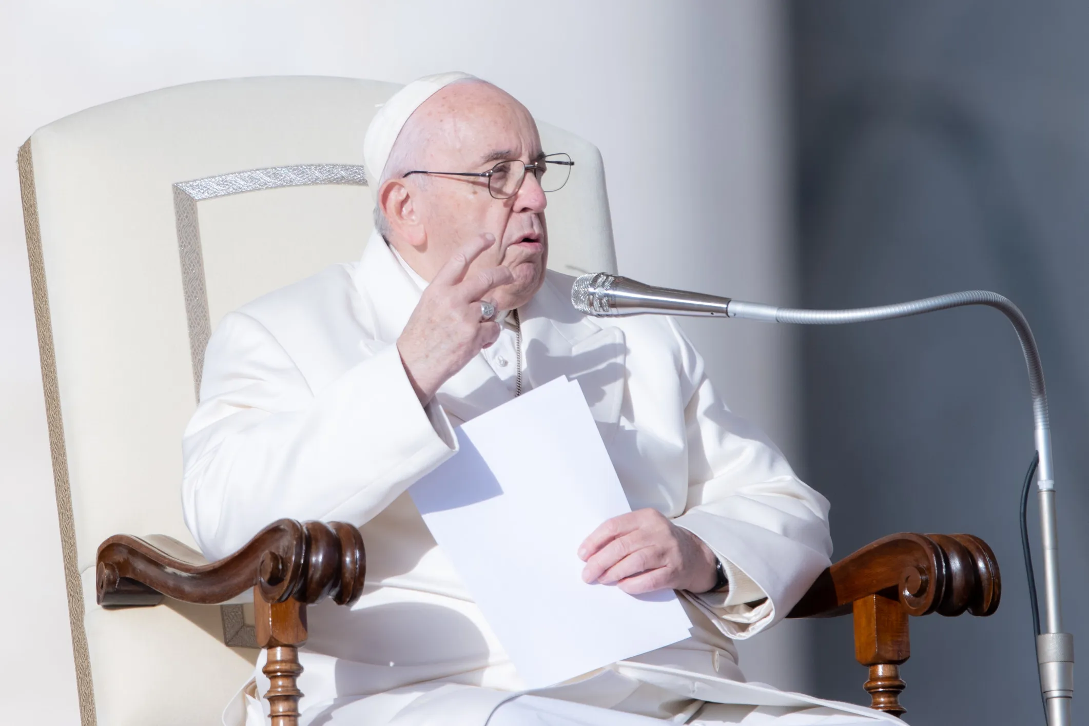 Pope Francis on Nov. 30, 2022, during the weekly general audience at St. Peter's Square in The Vatican.?w=200&h=150
