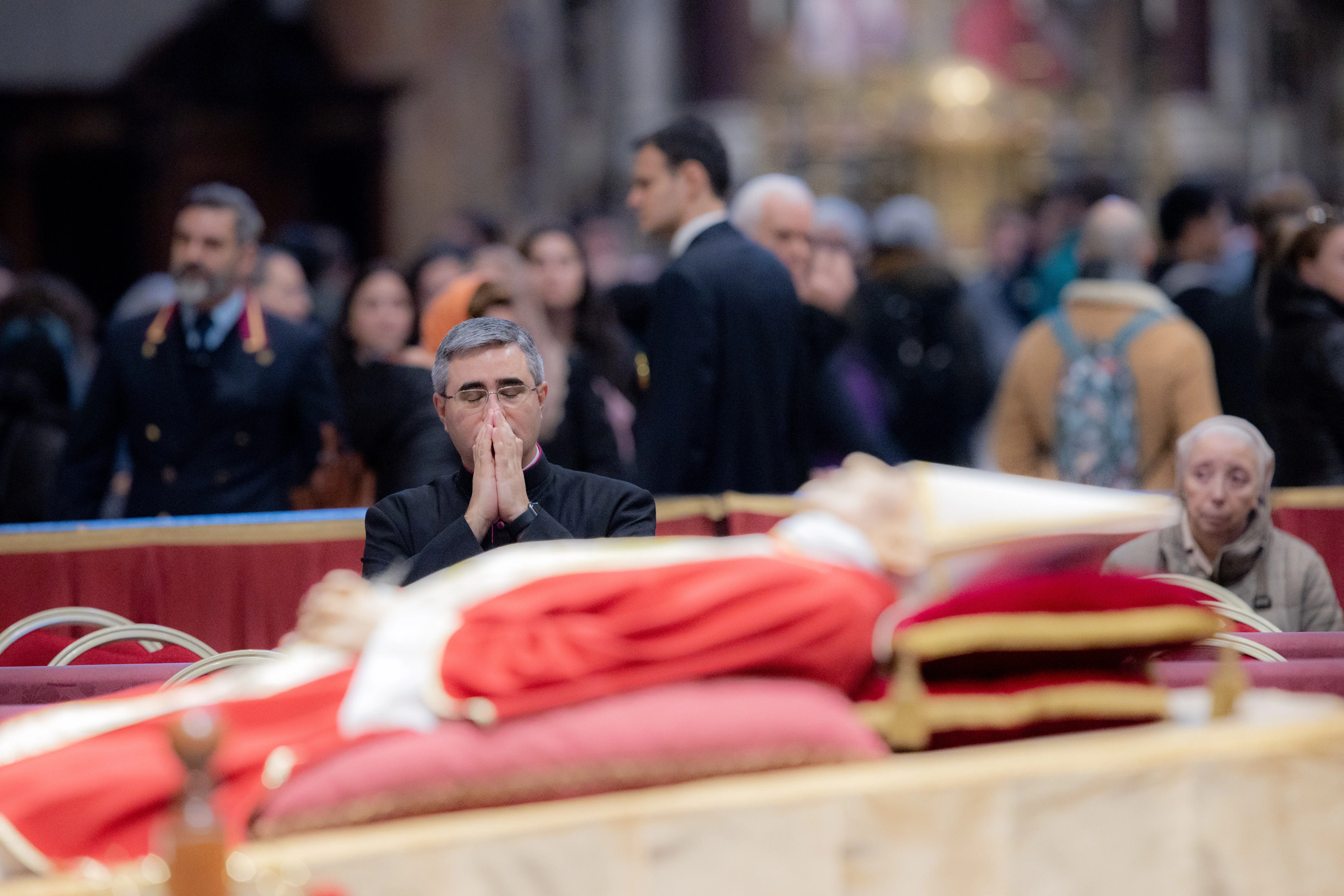 The mortal remains of Pope Emeritus Benedict XVI were moved early in the morning on Jan. 2, 2023, from his former residence in the Vatican's Mater Ecclesiae Monastery to St. Peter's Basilica, where the late pope is lying in state through Jan. 4. Thousands waited in line to pay their respects.?w=200&h=150