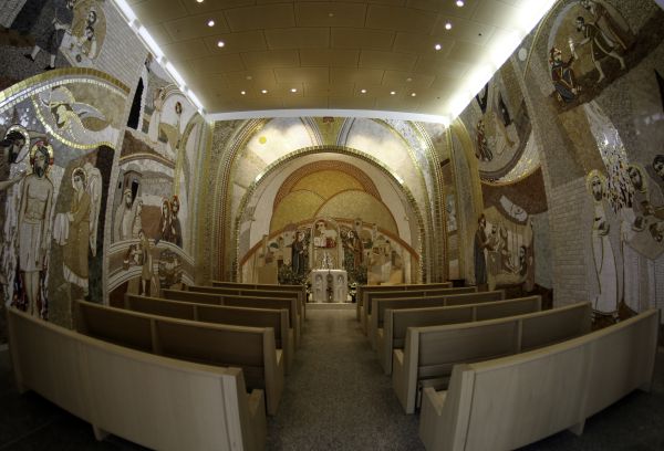 The mosaic-covered chapel of the Mysteries of Light inside the John Paul II National Shrine in Washington, D.C., was decorated by the Jesuit artist Father Marko Rupnik. Credit: Lawrence OP|Flickr|CC BY-NC-ND 2.0