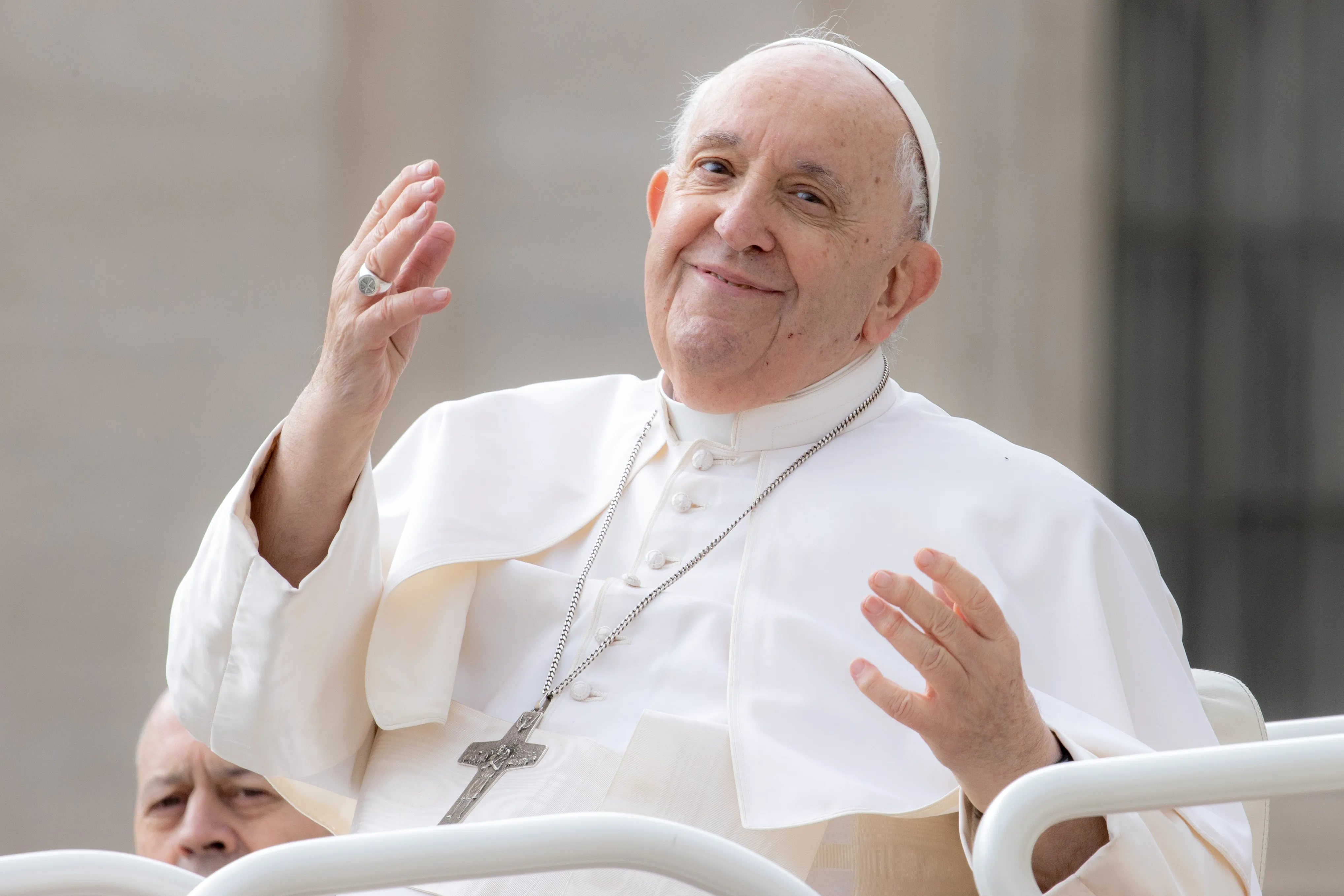 Pope Francis greets pilgrims from the popemobile in St. Peter’s Square on March 8, 2023.?w=200&h=150