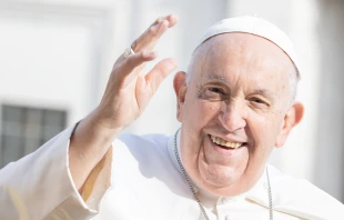 Pope Francis greets pilgrims at the Wednesday general audience in St. Peter's Square on March 22, 2023. Daniel Ibanez/CNA