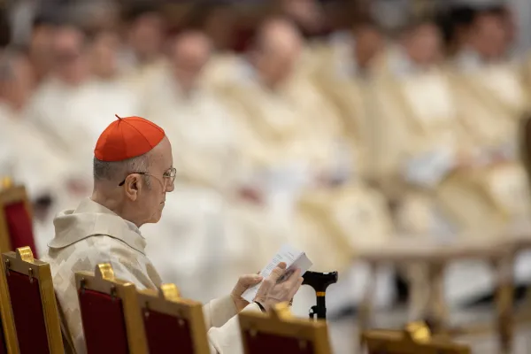 Forty-seven cardinals, 42 bishops, and 1,800 priests living in Rome concelebrated the chrism Mass with Pope Francis in St. Peter's Basilica on April 6, 2023. Credit: Daniel Ibañez/CNA