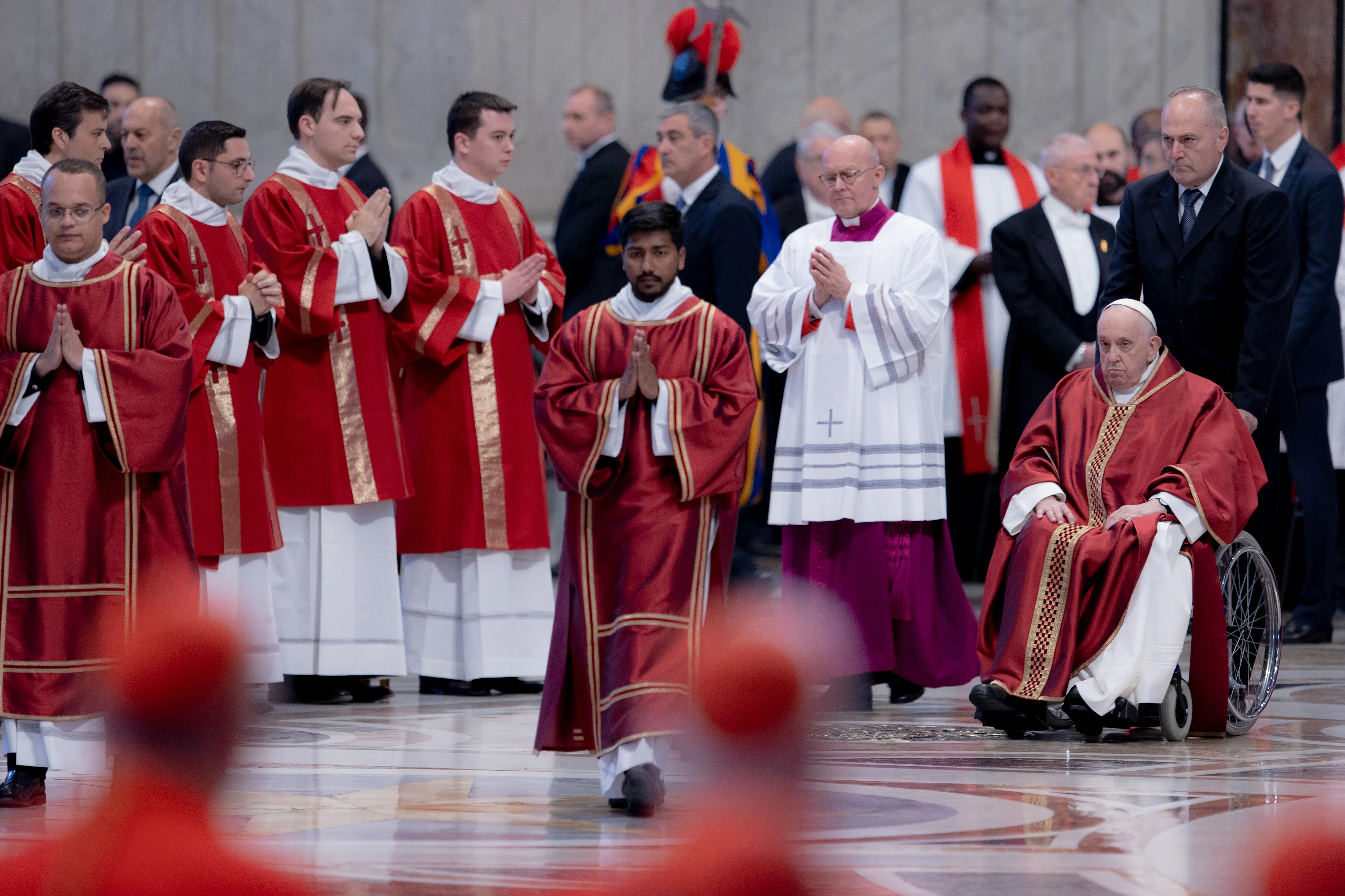 Pope Francis arrives at the Liturgy of the Lord’s Passion in St. Peter's Basilica on Good Friday on April 7, 2023.?w=200&h=150