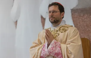 Italian Cardinal Giorgio Marengo takes possession of his titular parish in Rome in May 2023. Credit: Daniel Ibañez/CNA
