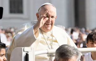 Pope Francis at the general audience in St. Peter's Square on June 28, 2023. Daniel Ibanez/CNA