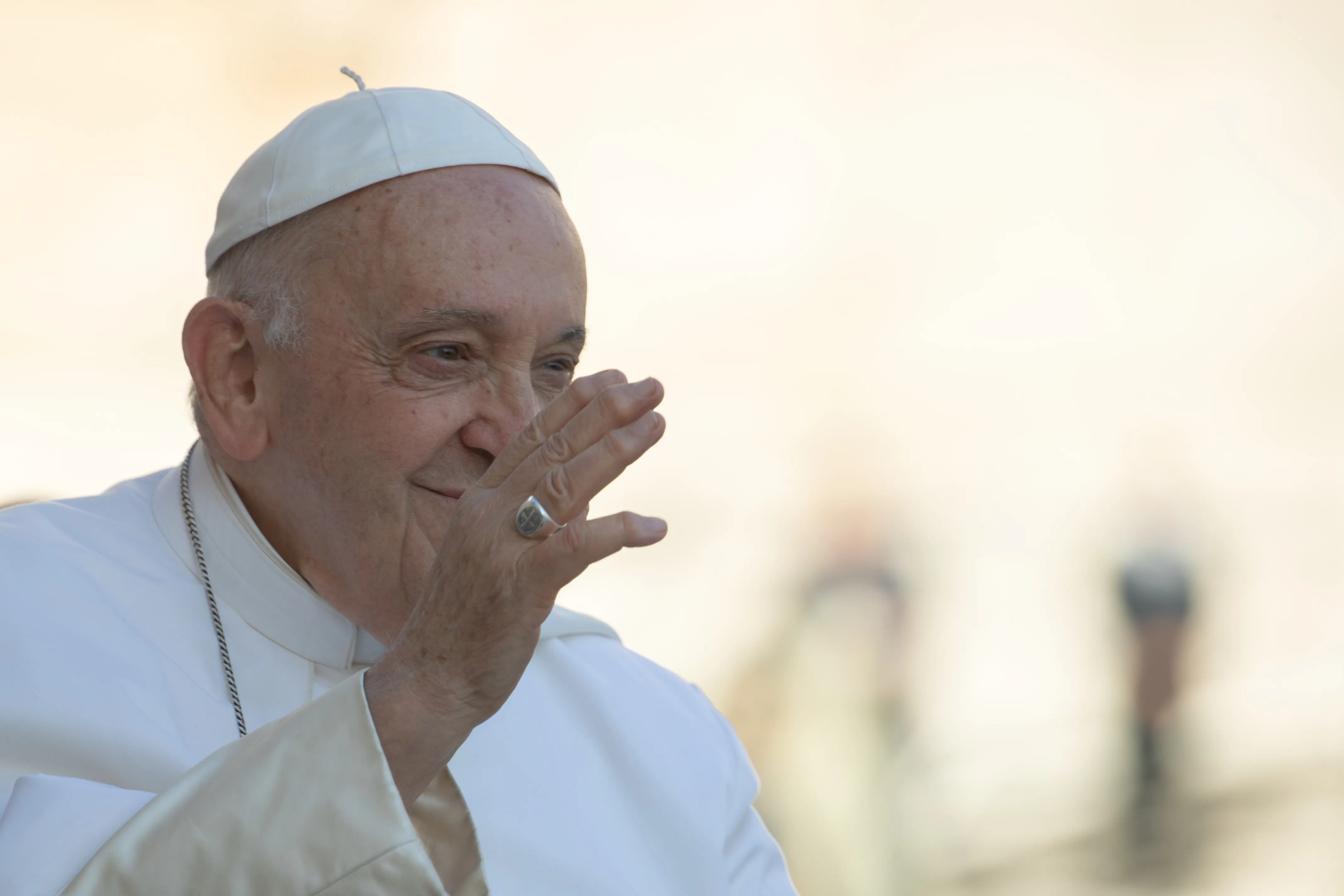 Pope Francis smiles during his general audience in St. Peter's Square Sept. 27, 2023.?w=200&h=150