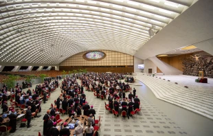 The Synod on Synodality convened on Wednesday, Oct 4, 2023. Credit: Daniel Ibáñez/EWTN News