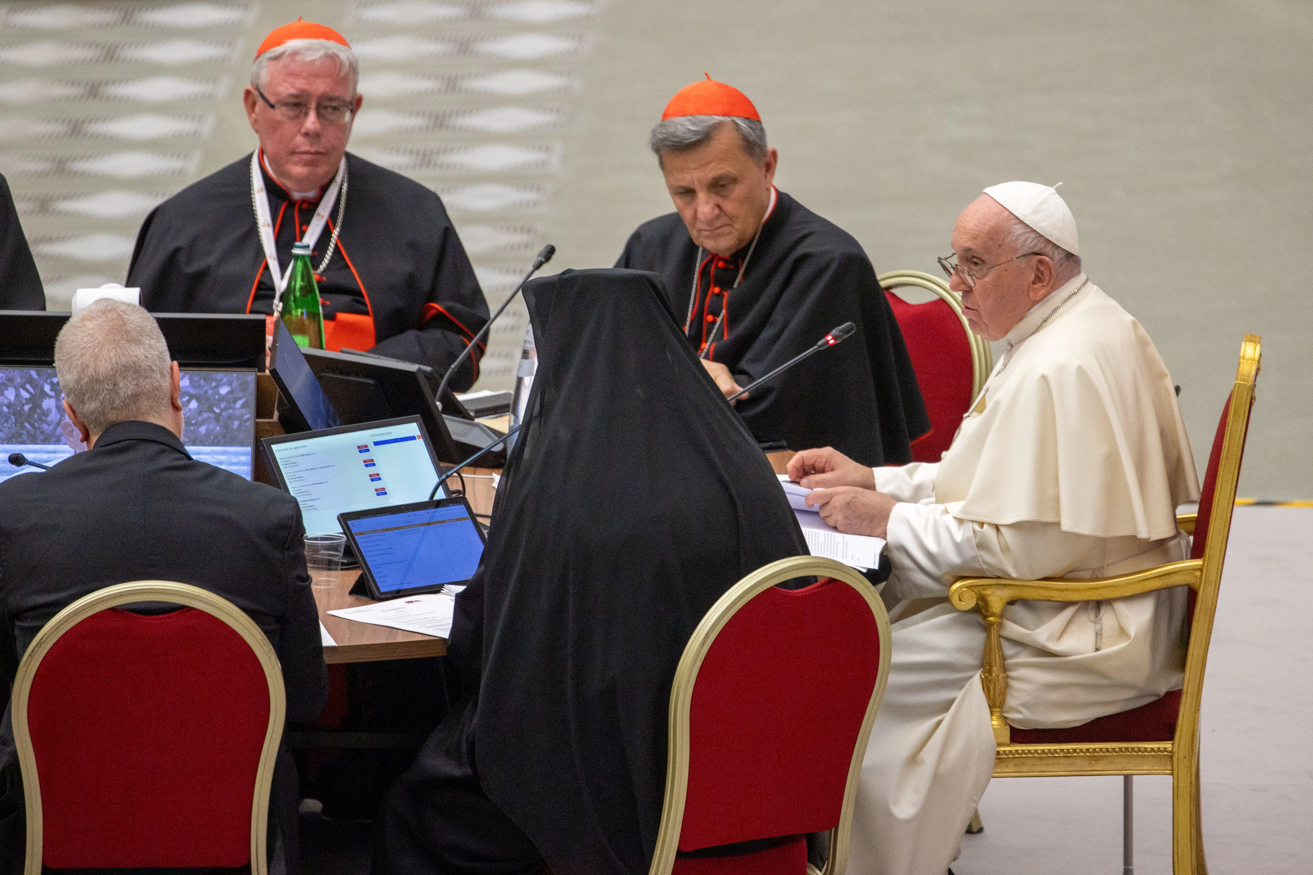 Pope Francis at the Synod on Synodality, Oct. 4, 2023.?w=200&h=150