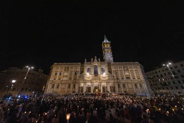 A prayer vigil for peace was held at Santa Maria Maggiore on Sunday evening, Oct. 15, 2023. Credit: Daniel Ibáñez/EWTN News