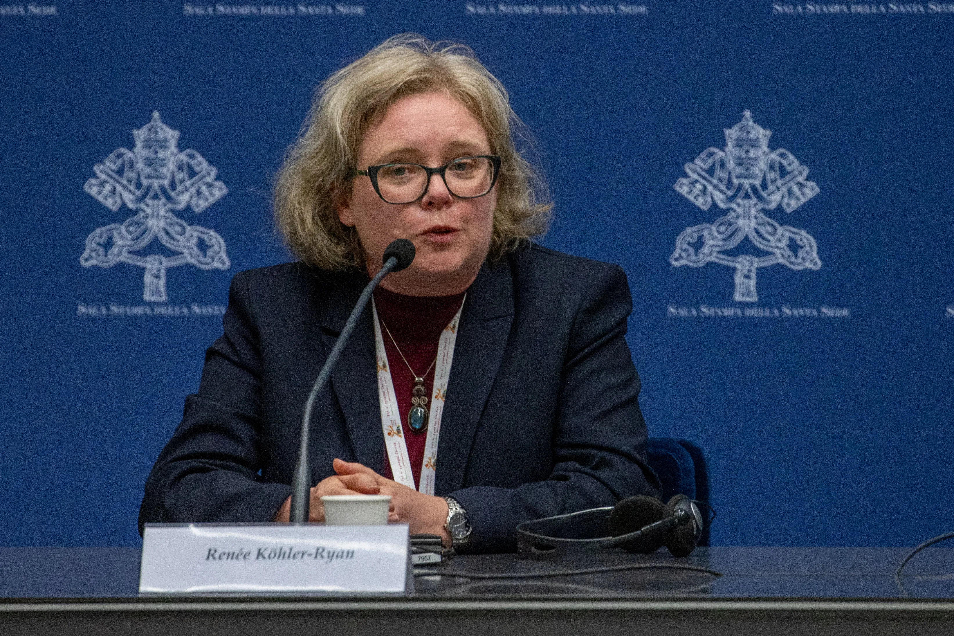 “As a woman, I’m not focused at all on the fact that I’m not a priest,” Renée Köhler-Ryan, one of 54 women delegates to the Synod on Synodality, said at a press briefing Oct. 17, 2023.?w=200&h=150