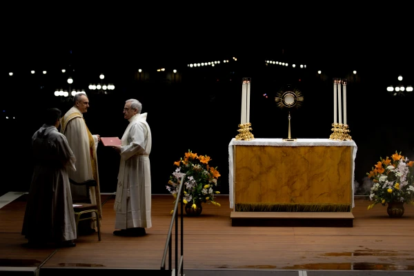 Eucharistic adoration at the Vatican on March 14, 2023, included music, Scripture readings, and prayers. Daniel Ibanez/CNA