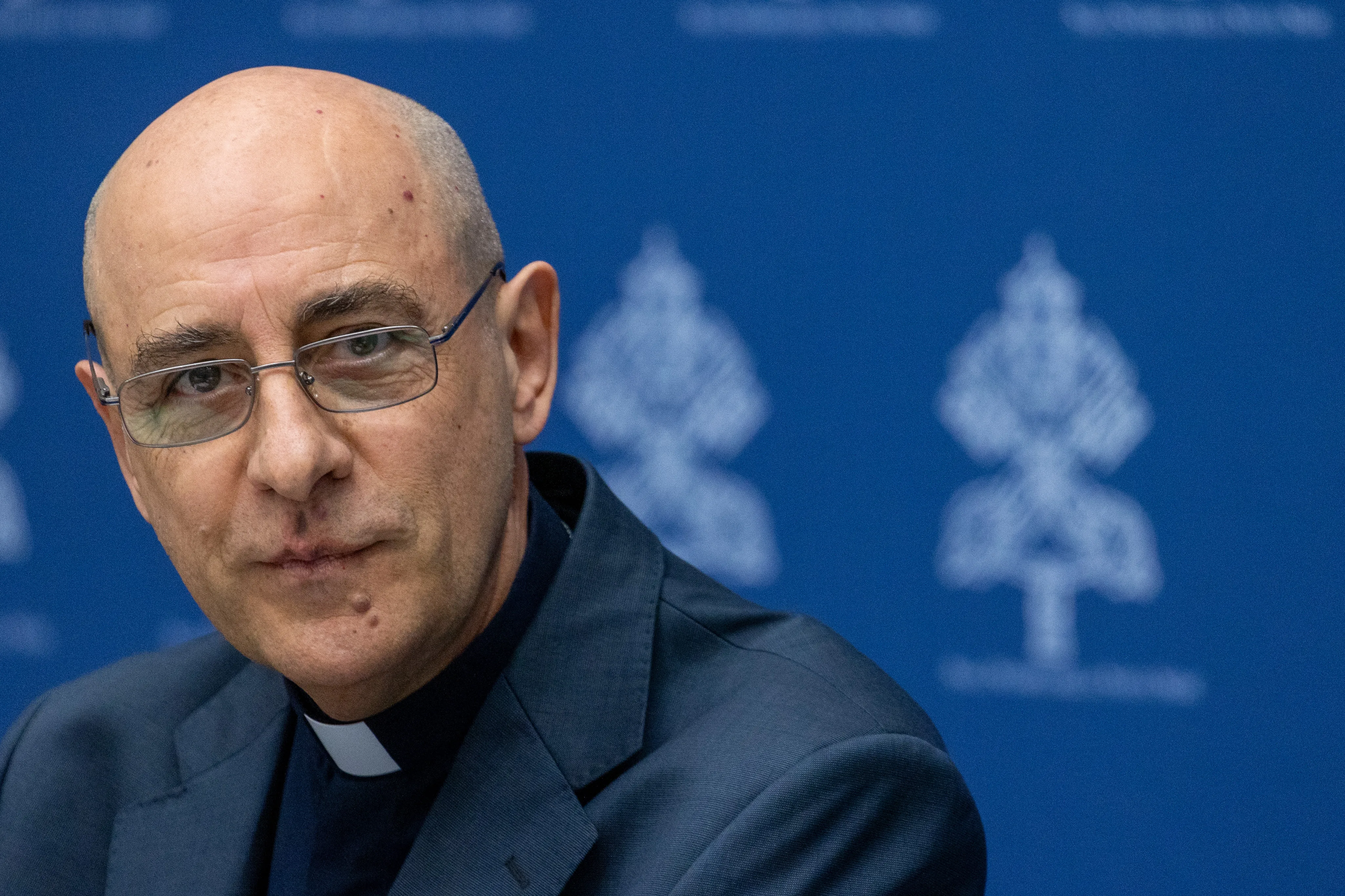 Cardinal Victor Manuel Fernández, prefect of the Dicastery on the Doctrine of the Faith, speaks during a press conference about a new Vatican document on human dignity on April 8, 2024.?w=200&h=150