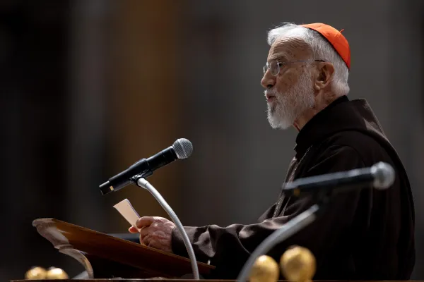 “Jesus did not come to retouch and perfect the idea that men had of him but, in a certain sense, to overturn it and reveal the true face of God,” Cardinal Raniero Cantalamessa, OFM Cap, said during his homily at the Good Friday liturgy in St. Peter's Basilica in Rome on March 29, 2024. Credit: Daniel Ibañez/CNA
