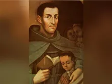 A painting of Franciscan missionary Pedro de Gante with Juan Diego, whom the friar baptized along with Diego’s wife in 1525.
