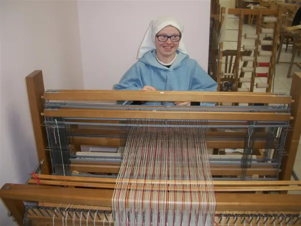 Sister Camille weaving. The Little Sisters Disciples of the Lamb