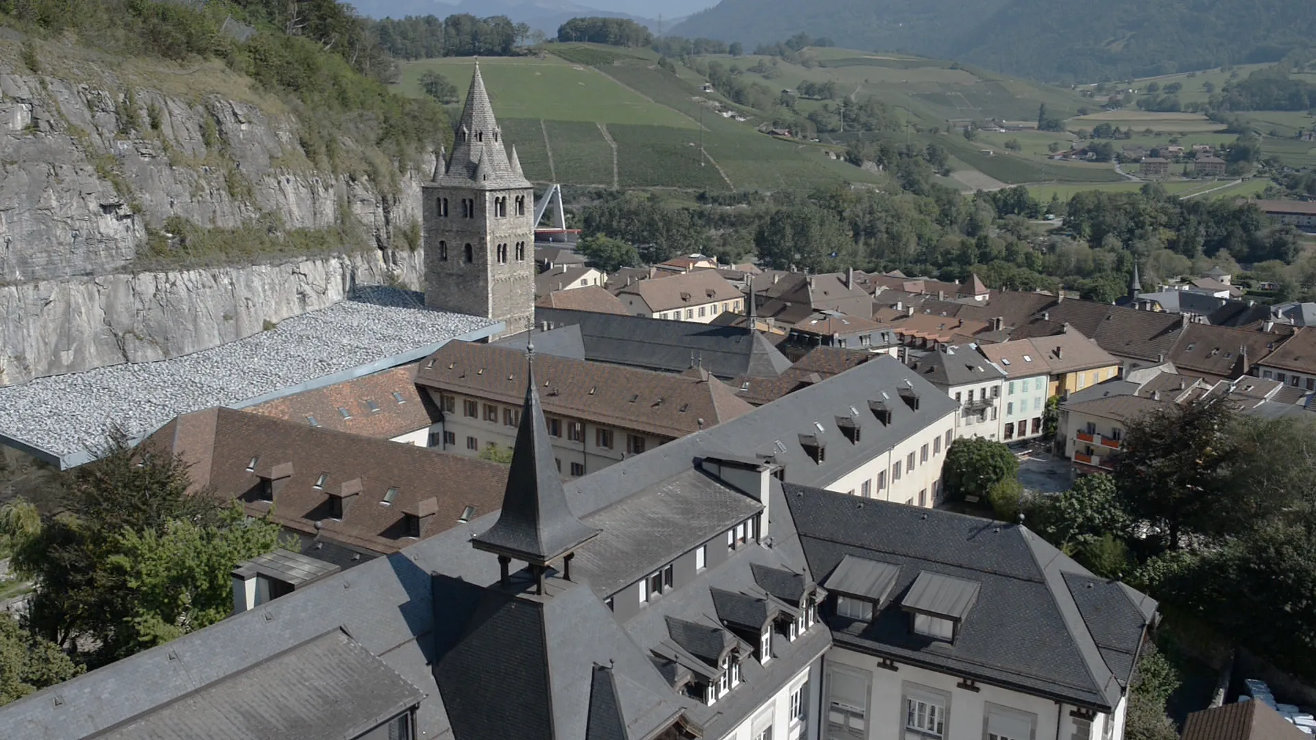 Aerial view of Saint-Maurice Abbey in the Valais region of Switzerland, Sept. 20, 2023.?w=200&h=150