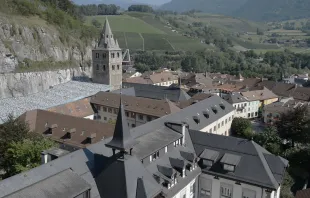 Aerial view of Saint-Maurice Abbey in the Valais region of Switzerland, Sept. 20, 2023. Credit: Cyril Néri
