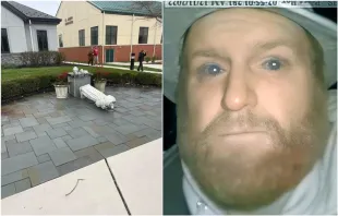 Downingtown Police are searching for a suspect who vandalized four statues at St. Joseph Parish over the weekend of Dec. 10 and Dec. 11. (left photo) John Bossong III; (right photo)Downingtown Police Department
