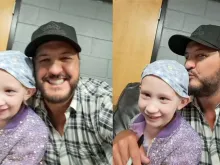 Mary Stegmueller and country singer Luke Bryan backstage before his concert at Ball Arena in Denver on July 29, 2023.