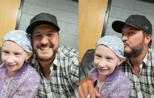 Mary Stegmueller and country singer Luke Bryan backstage before his concert at Ball Arena in Denver on July 29, 2023. Photo credit: Kristin Stegmueller