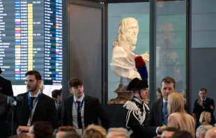 The renowned Italian artist Gian Lorenzo Bernini’s famous sculpture "Salvator Mundi" (Savior of the World) is on display at Rome's airport. Leonardo da Vinci-Fiumicino Airport