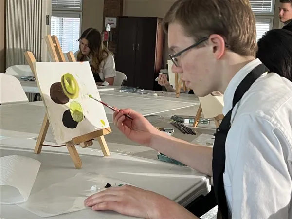 In addition to faith formation and the study of the sciences, Chesterton academies also place a heavy emphasis on the arts, including painting, literature, and drama. Credit: Photo courtesy of Annapolis Chesterton Academy