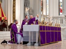Archbishop Samuel Aquila of Denver offers Mass at the Cathedral Basilica of the Immaculate Conception on Ash Wednesday, Feb. 22, 2023.