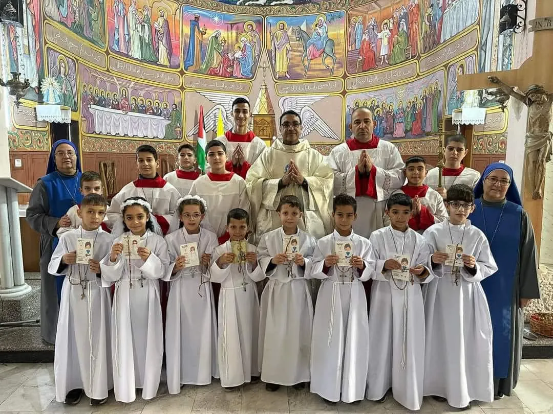 Eight children received their first Communion at Holy Family Church on Jan. 7, 2024, in northern Gaza.?w=200&h=150