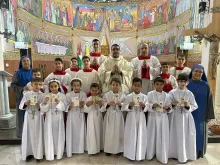 Eight children received their first Communion at Holy Family Church on Jan. 7, 2024, in northern Gaza.