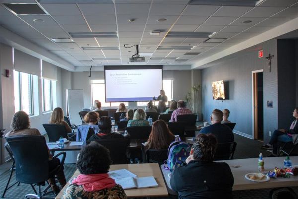 Veronica Webb leads a seminar for parents last fall. Credit: Courtesy of Notre Dame Law School