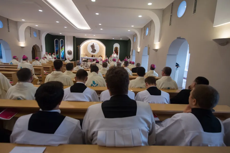 Mass in the chapel of a seminary in Poznań, western Poland, Sept. 15, 2018.?w=200&h=150