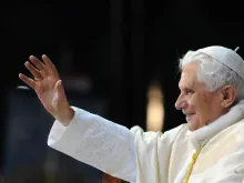 Pope Benedict XVI leads the recitation of the Holy Rosary during a candlelight vigil at the Catholic shrine of Fatima in central Portugal, May 12, 2010.