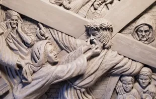 A detail of Timothy P. Schmalz's fourth station: Jesus meets his mother. Courtesy of Timothy P. Schmalz