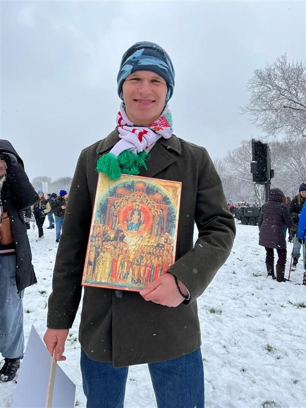 A marcher shows off his sign at the 51st March for Life, Jan. 19, 2024. Credit: Christina Herrera / EWTN News