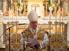 Cardinal Vincent Nichols celebrates a Pontifical Votive Mass of the Blessed Sacrament at Corpus Christi Church, Maiden Lane, London, Sept. 11, 2021.