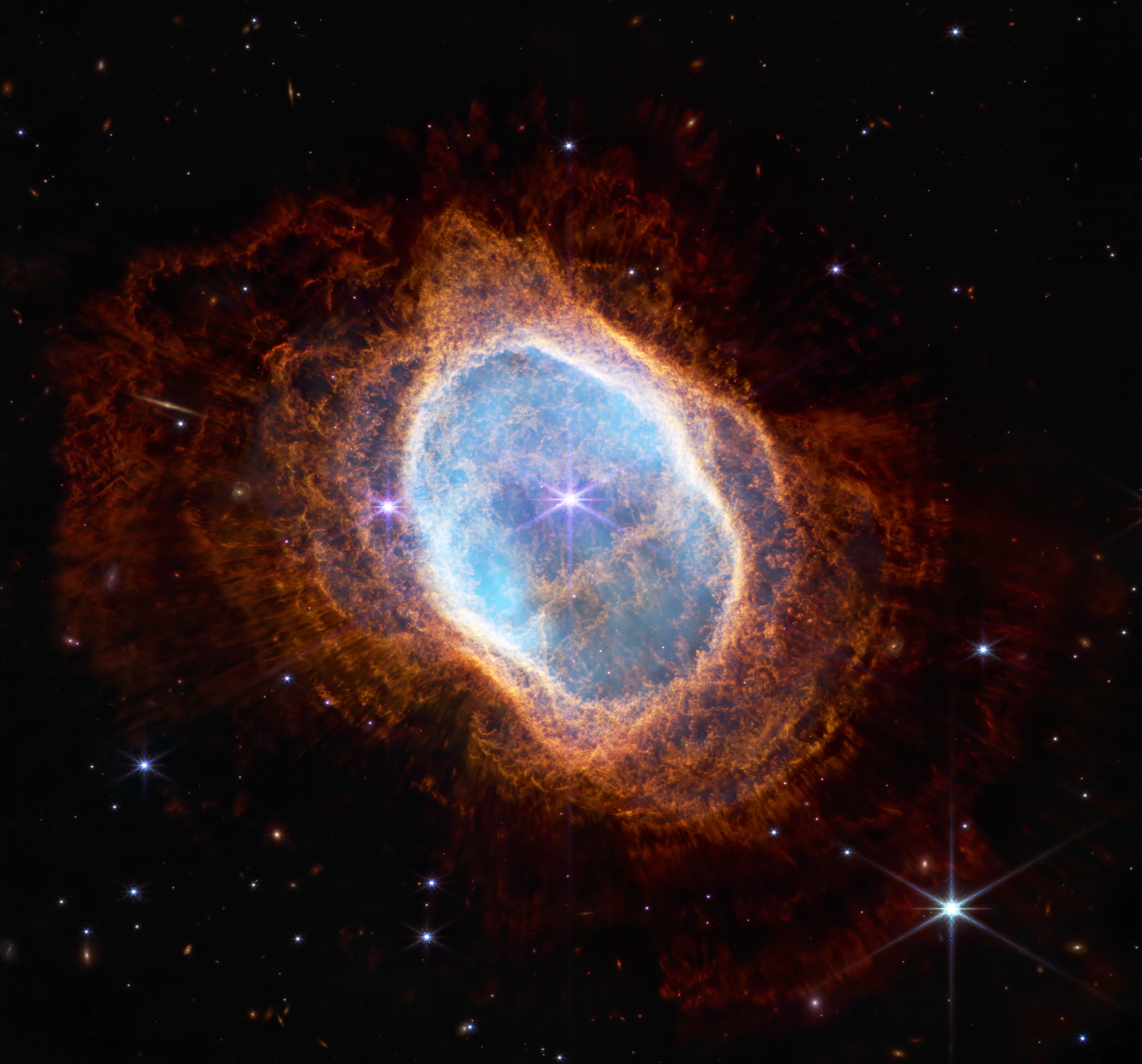 NASA’s Webb captures a dying star’s Final ‘Performance’ in fine detail: A planetary nebula, shaped like an irregular oval, with lacy, reddish orange plumes of gas and dust.?w=200&h=150