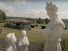 Statues depicting the apparition of Our Lady of La Salette at the La Salette Shrine in Enfield, New Hampshire.