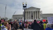 Hundreds of pro-life and pro-abortion demonstrators hold rallies alongside each other as the Supreme Court hears oral arguments in the high-stakes abortion pill case Alliance for Hippocratic Medicine v. Food and Drug Administration, March 26, 2024.