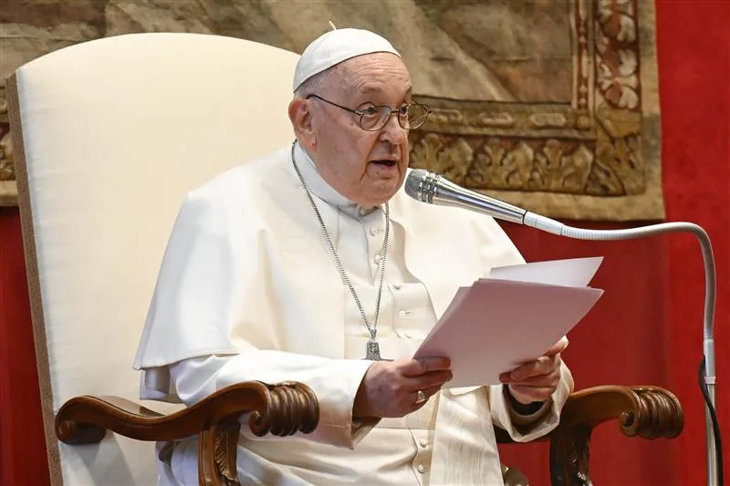 Pope Francis delivers a speech to all of the world’s ambassadors to the Vatican on Jan. 8, 2024.?w=200&h=150